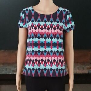 J Crew XXS Women's Tye Dye Short Sleeve Lightweight Button Back Casual Top